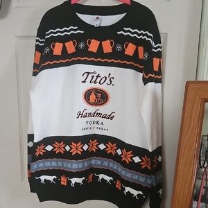 Tito's Handmade Vodka Black and Orange Crewneck Sweater